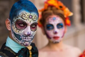 Faces painted for the Day of the Dead in Mexico