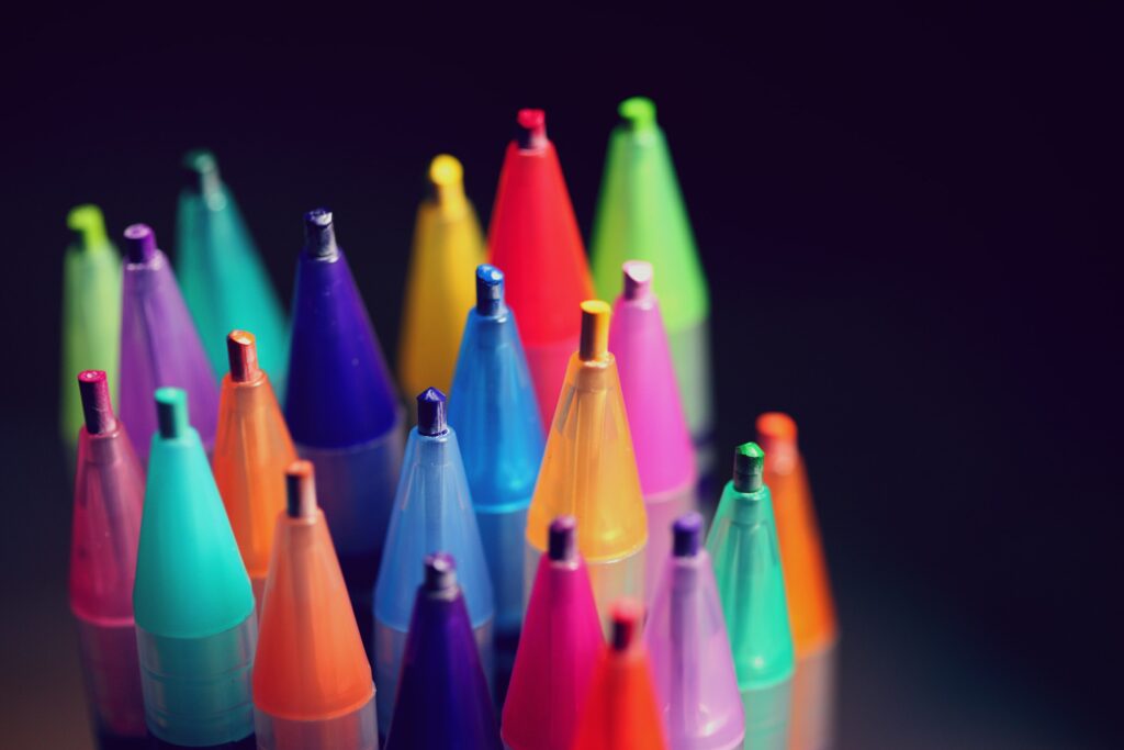 Colourful crayon pencils
